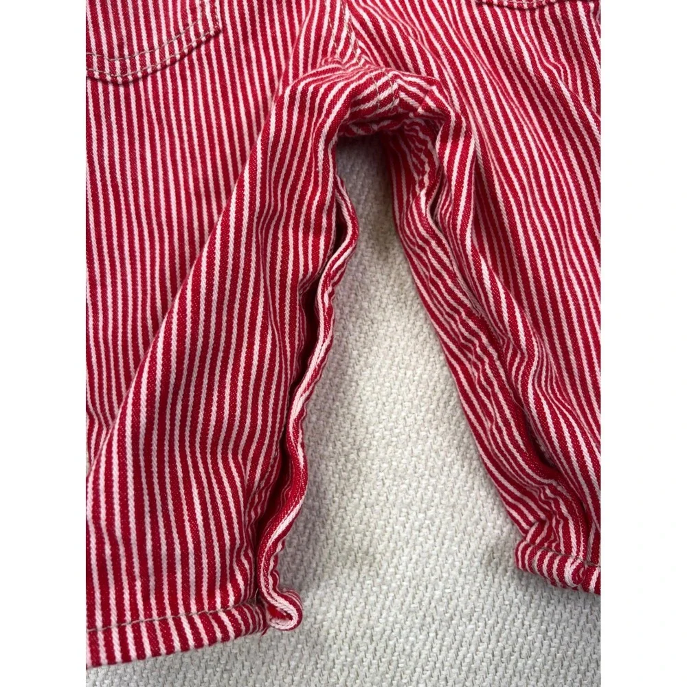 OshKosh B'gosh Overalls Kids 12m Red White Hickory Stripe Jersey Lined Dungarees